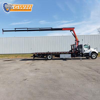 China metro tow trucks brand australian wrecker platform truckbody flatbed wrecker truck with crane 8.1 ton for sale