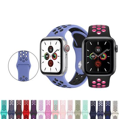 China Softly Comfortable For iWatch 44mm 40 38 42 Rainbow Wrist Silicone Band For Apple Watch Strap Sport Loop For iWatch Se Series 7 6 5 4 3 for sale