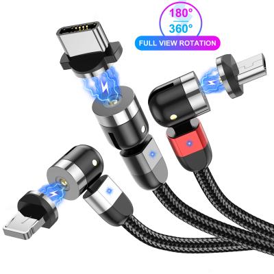 China Charging iPhone for Android Wholesale on Stock 3 in 1 Cable Micro USB Phone Accessories Magnetic Charging Type C Fast Charging Magnetic USB Cable for sale