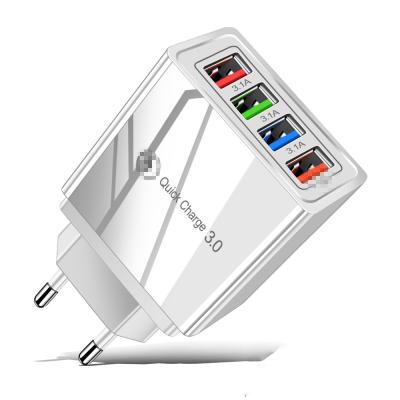 China Mobile Phones USB Charger EU USA Plug 4 Ports Fast Charging Mobile Phone Fast Charging Charger For Samsung Travel Charger For iPhone for sale