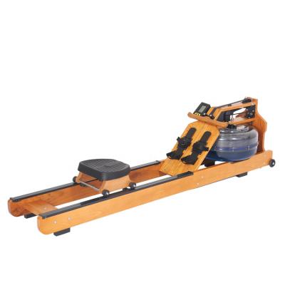 China 200kg Gymnasium Equipment OAK Wood Water Rower Commercial Cardio Rowing Machine for sale