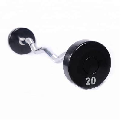 China Bodybuilding Round Head Rubber Dumbbells With Long Straight Bar for sale