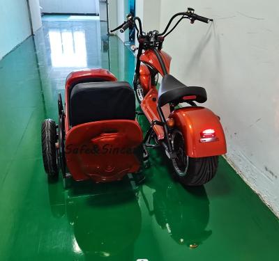 China Warehouse 1500W unisex 3 side bucket side car EU/USA three wheel electric scooters with sidecar Tricycly China factory sale for sale