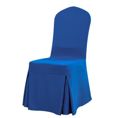 China Simple Wedding Dinner Decoration Blue Chair Covers Banquet Event Chair Cover for sale