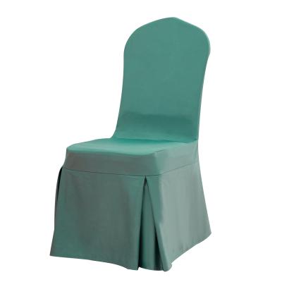 China Simple Polyester Spandex Ruched Skirt Stretch Chair Cover For Weddings Dining Party for sale