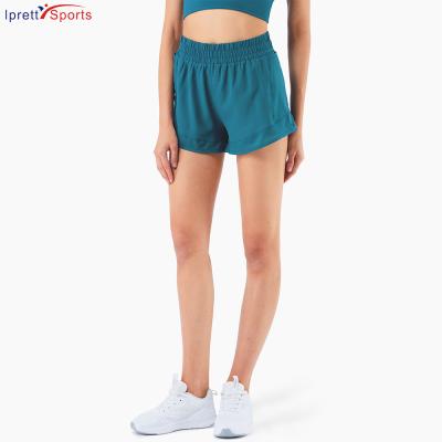 China Anti-Wrinkle Quickly Dry Women's Running Fitness Shorts Custom Logo Mesh Yoga Jogger Gym Shorts Sports Shorts for sale