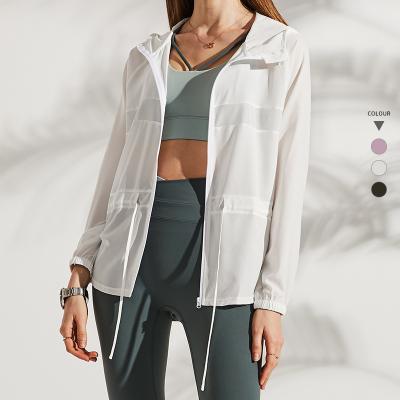 China New Arrival Women Yoga Hooded Sun Coat UV Protection Sports Sustainable Running Jacket for sale