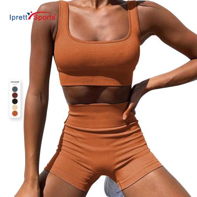 China QUICK DRY Women Breathable Sets Fitted Sportswear Plus Size Plaid Seamless Yoga Sets Ribbed Yoga Sets for sale