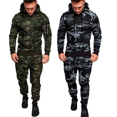 China Latest Design Fashion Mens Breathable Camouflage Long Sleeve Set Hoodies + Pants Tracksuits Tracksuits 2 Piece Camouflage Sports Suit For Man for sale