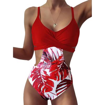 China 2021 stocked breathable plus size swimwear patchwork swimsuit 2021 one piece sheet printed swimwear 1 piece for sale