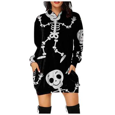 China Breathable Europen and American Style Fashion Girls Halloween Printed Long Sleeve Loose Hoodie Women's Pullover Sweater Hoodies for sale