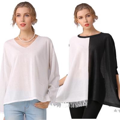 China Factory Wholesale Breathable Loose V-neck Stylish Women's Long Sleeve Plus Size Knitted Casual Sweaters Autumn Pullover Sweater For Women for sale