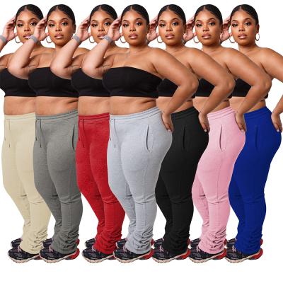 China Hot Sale Women's Breathable Sports Tracksuit Shapes Stacked Pants Plus Size High Waist Joggers Pants Class L-4xl Plus Size Pants for sale