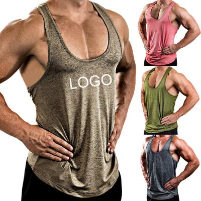 China Custom Summer Men's Fitness Compressed Plus Size Sleeveless Gym T-shirt Polyester Spandex Male Single T-Shirts for sale