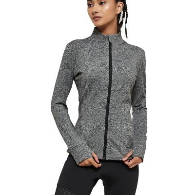 China Breathable High Quality Women Workout Full Zipper Jacket Long Sleeved Yoga Exercising Top for sale