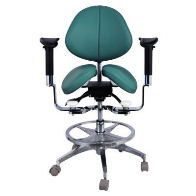 China Ergonomic Split Saddle Seat Dentist Stool Luxury Micro Fiber Leather Dental Swivel Saddle Chair for sale