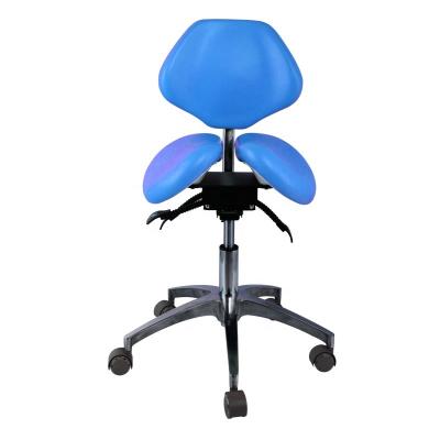 China Unique Dentist Stool Blue Color Barber Shop Chair Comfortable Dental Twin Saddle Stool for sale