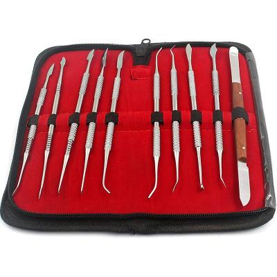 China Double-Ended Dental Sculpture Knife Stainless Steel 10pcs/ Set Dental Wax Carving Tools for sale