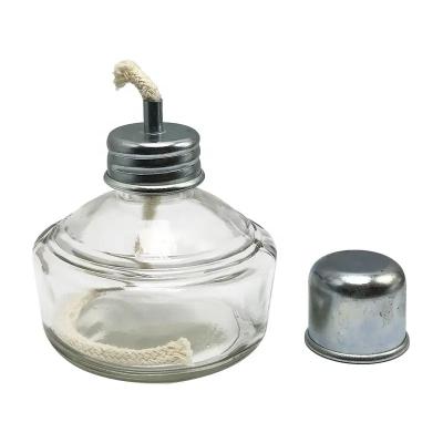 China Dental Lab Glass Alcohol Burner 120ml Spirit Lamp Metal Cap Alcohol Burner Lamp With Woven Wick for sale