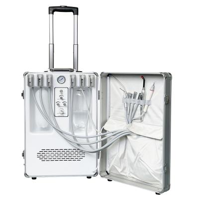 China Suitcase Design Portable Dental Unit For Student With Build In Air Compressor 6L Tank for sale