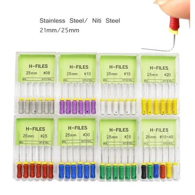 China Preço de fábrica Endodontia H Ficheiro Dental de aço inoxidável Endo Ficheiros Multi Dimensões Dental H Ficheiro à venda