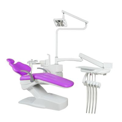 China Professional Medical Devices Dental Treatment Equipment 220V Purple Cushion Dental Chair Unit for sale