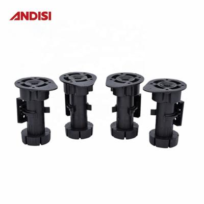 China Black Finish Plastic Kitchen Cabinet Adjustable Feet Foot Leveling Plinth Leg Sample for sale