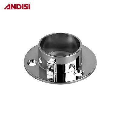 China Round Rail Tube Support Steel Holder Brackets Flanges for Modern Wardrobe Accessories for sale