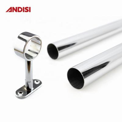 China Adjustable Zinc Alloy Closet Rod Support Bracket for 25mm Round Wardrobe Hanging Tube for sale