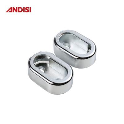 China Zinc Alloy Oval Shaped Wardrobe Tube Support for Closet Rod Holder in Chrome Finish for sale