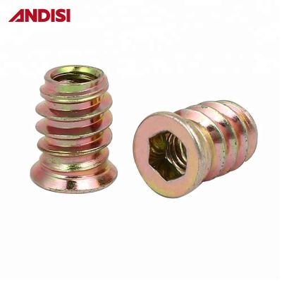 China Mail Packing Y Hex Drive Fixing Threaded Insert Wood Furniture Screw Insert Nut for sale