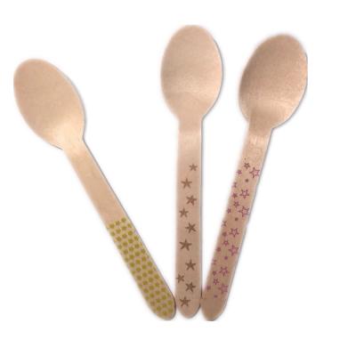 China Hotel Restaurant Home Disposable Birch Wood Spoon Flat Tableware Sets Knife Fork Spoon Silk Screen Logo for sale