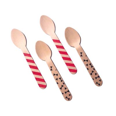 China Disposable Disposable Birch Spoon Knife Fork Wooden Spork Screen Print Logo Pringting for sale