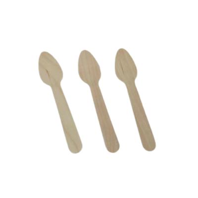 China Disposable Disposable Birch Spoon Knife Fork Spork Wooden Ice Cream Spoon 110mm for sale