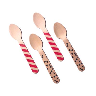 China Disposable Disposable Birch Wood Spoon Knife Fork Spork Bit Spoon 110mm for sale