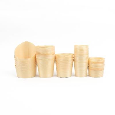 China Disposable Pine Ice Chip Disposable Wooden Cup for sale