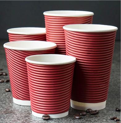 China Recyclable Disposable Anti Coffee Hot Milk Tea Hot Drink Corrugated Paper Cup for sale