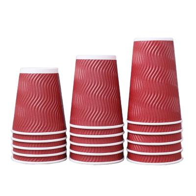 China Recyclable Disposable Thickened Double Insulated Coffee And Milk Tea Takeaway Packaged Corrugated Cups for sale