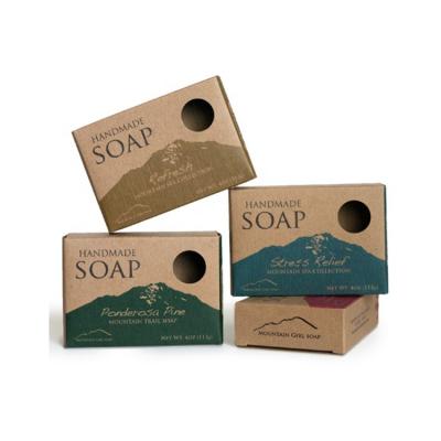 China Factory Recyclable Wholesale Recycle Custom UV Printed Kraft Paper Soap Packaging Boxes for sale