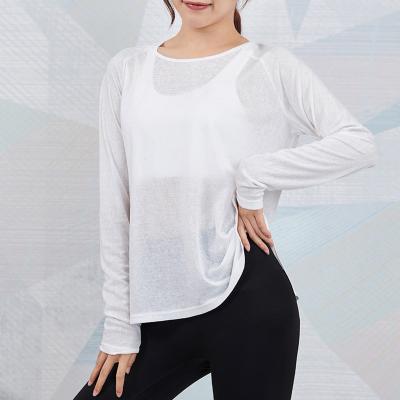 China Custom Women's Gym Wear Sport T-Shirt Fitness Sports Shirt Long Sleeve Yoga Running Quick Dry Breathable Tops Shirt For Workout Exercise for sale