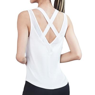 China Fashion Breathable Wholesale Custom Logo Ladies Fitness Sleeveless Shirt Summer White Casual Sports Invest Girls Workout Women Yoga Tank Top for sale