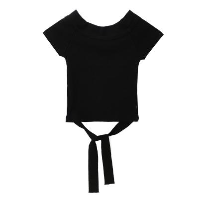 China Anti-Wrinkle Latest Solid Color Summer Ladies Knitted Waist Tie Decoration Fashion Short Sleeves for sale