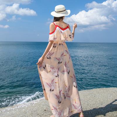 China Discount Breathable Print Strapless Strapless Dress Female Summer Thailand Island Seaside Vacation Beach Ankle Length Skirt for sale