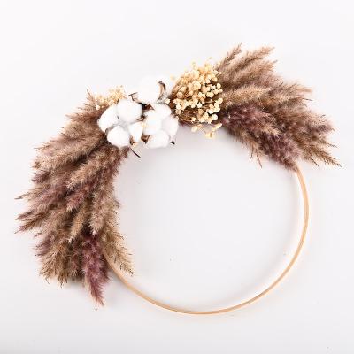 China High Quality Preserved Handmade 100% Natural Touch Flower 35cm Reed Wreath Handmade Decorative Flowers for sale