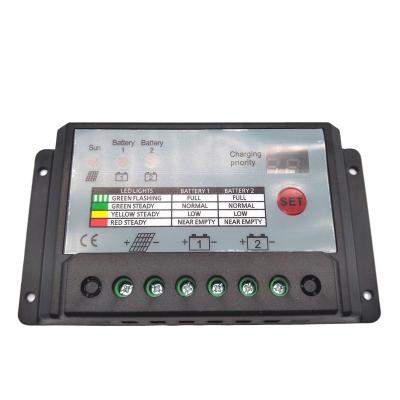 China Solar System Controller Dual Battery Solar Charge Controller 10A 20A 12/24V for sale