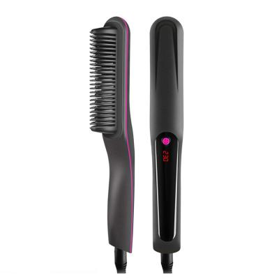 China Wholesale 2 in 1 Ceramic Ion Hair Straightening And Beard Straightening Brush Comb Hot Hair Straightening Brush Comb for sale