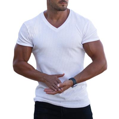 China New arrivals cotton short sleeve v neck custom fashionable men's 100% breathable t-shirt for sale