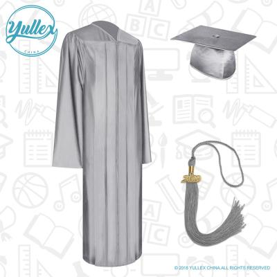 China America High School Shiny Ribbon 100%Polyester Graduation Cap Gown And Tassel for sale