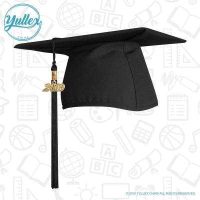 China America High School Matte Black 100%Polyester Graduation Hat and Tassel for sale