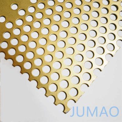 China Stainless Steel Facade Perforated Metal Screen Matt Golden for sale